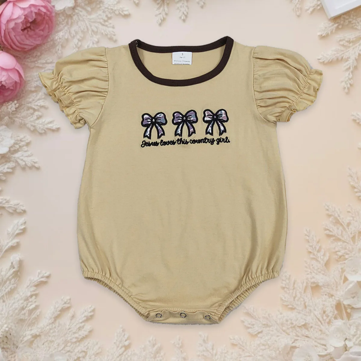 

Newborn Baby Girl Romper Embroidery Bows Cotton Camo Kids Bubbles Jumpsuit Toddler Comfortable Children Clothing Wholesale