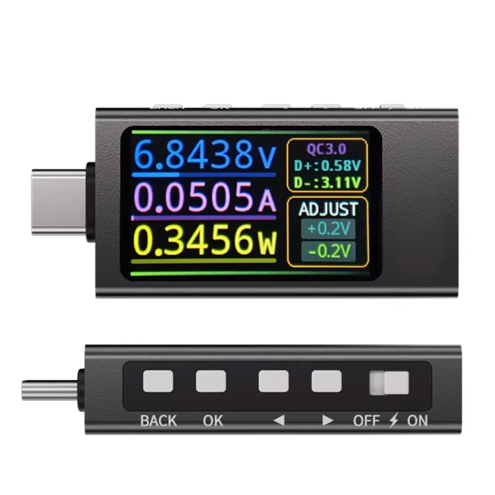

KWS-X1 4V-30V 12A Type C Tester Voltmeter Ammeter TYPE-C Fast Charge Detection Trigger Capacity Measurement Ripple Measurement