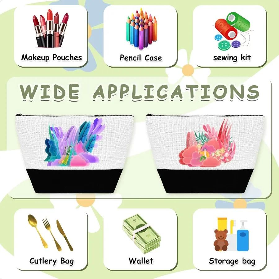 10 حزمة 9x5.5 الفراغات التسامي حقائب مستحضرات التجميل حقيبة أقلام رصاص السائبة متعددة الأغراض لتقوم بها بنفسك أكياس ماكياج نقل الحرارة مع سحاب لتقوم بها بنفسك C