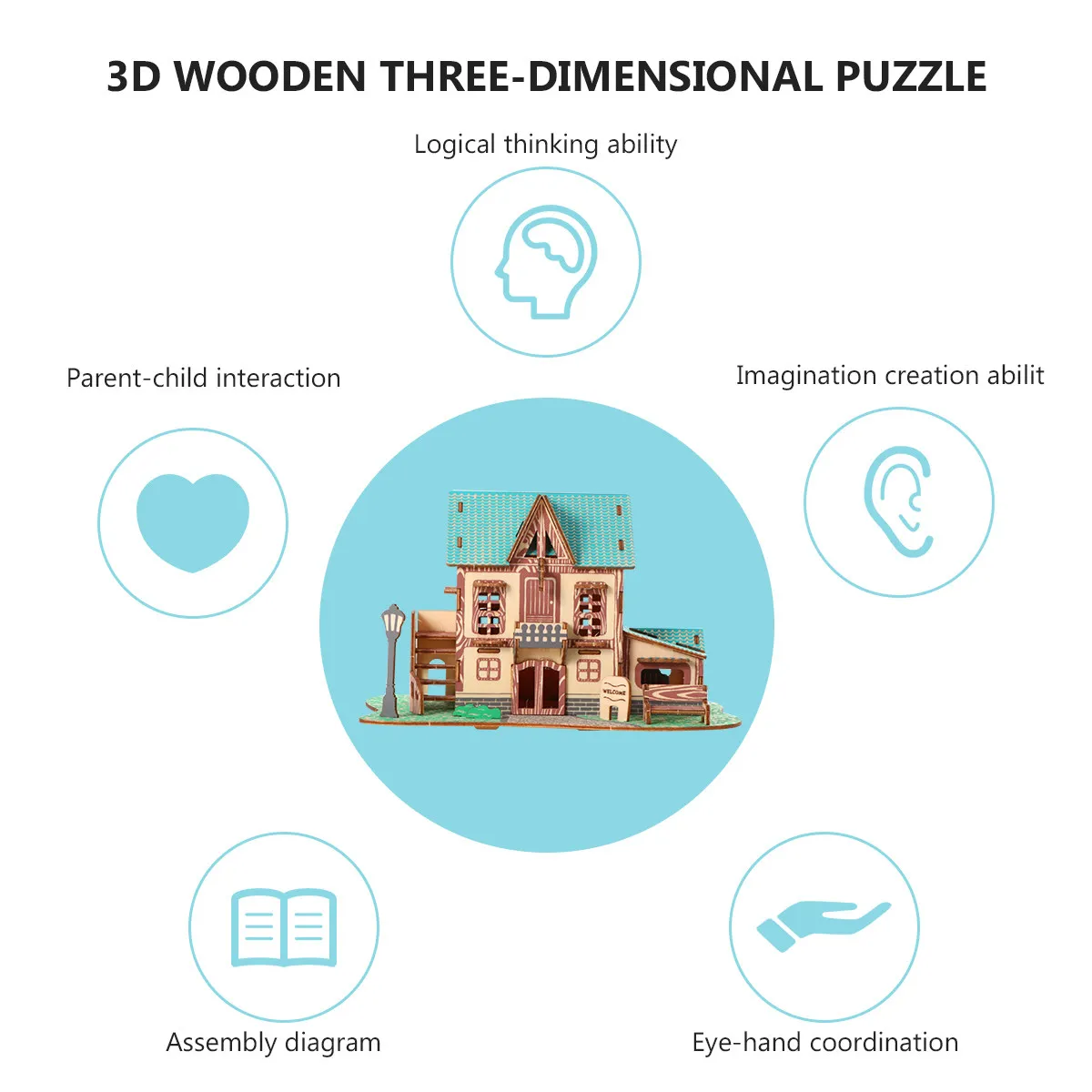 

3D Wood Puzzle Creative Educational Learning Game Color Shape Recognition Hand Eye Coordination Puzzle Toy