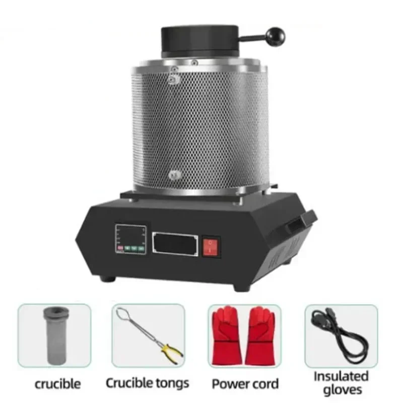 3KG Metal Melting Furnace with LED Display Screen Jewelry Making Tools for Precious Metals Gold Silver Tin Aluminum Crucible Mac