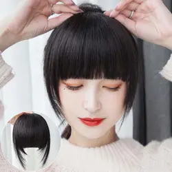 Thicken Hair Extension Neat Hair Bang Overhead Bang Fringe Wig Clip Fake Bangs Synthetic Wig Pads Short Straight Bangs