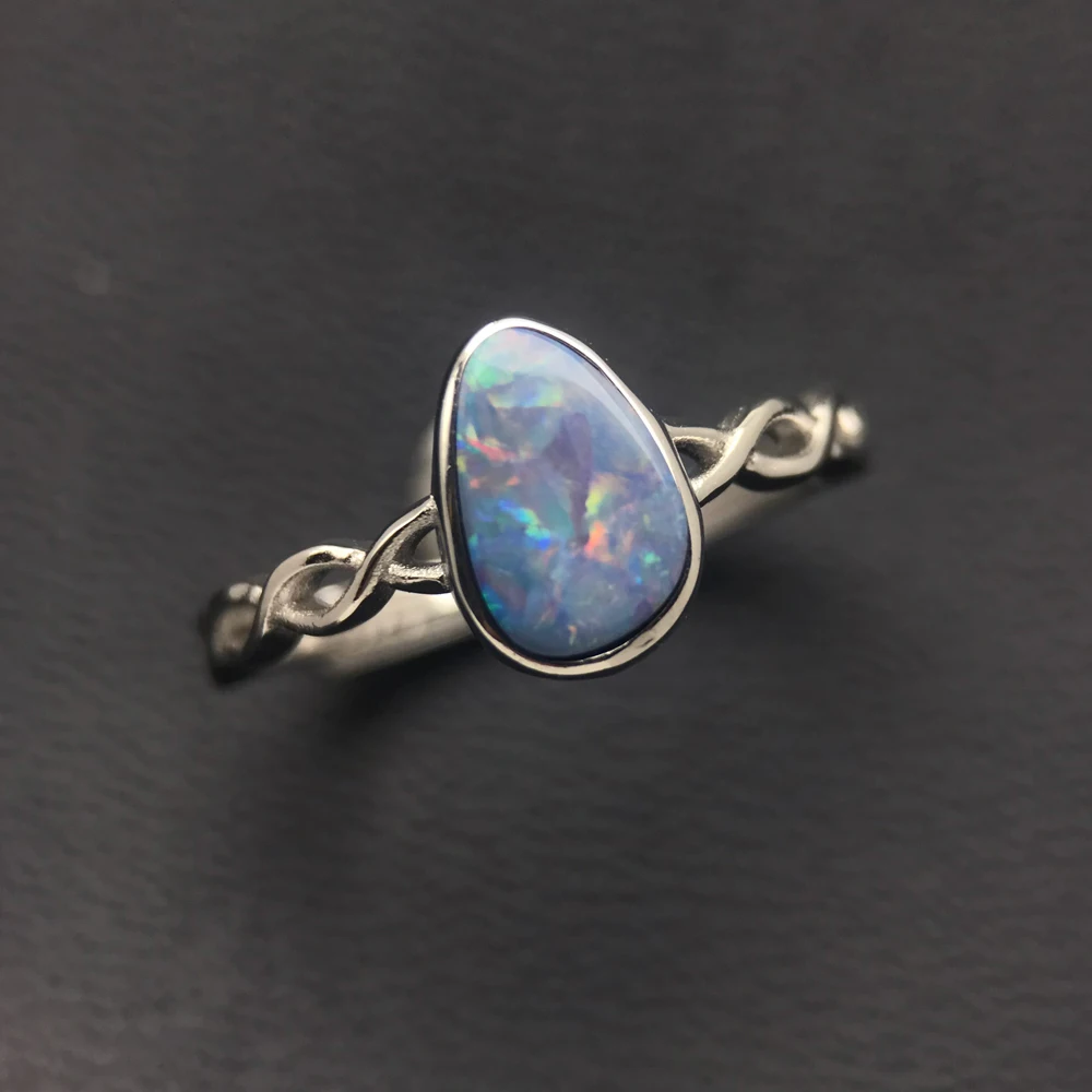 CSJ Exquisite Natural Opal Rings 925 Sterling Silver Gemstone Origin Australia Hand Made Jewelry for Women Party Gift