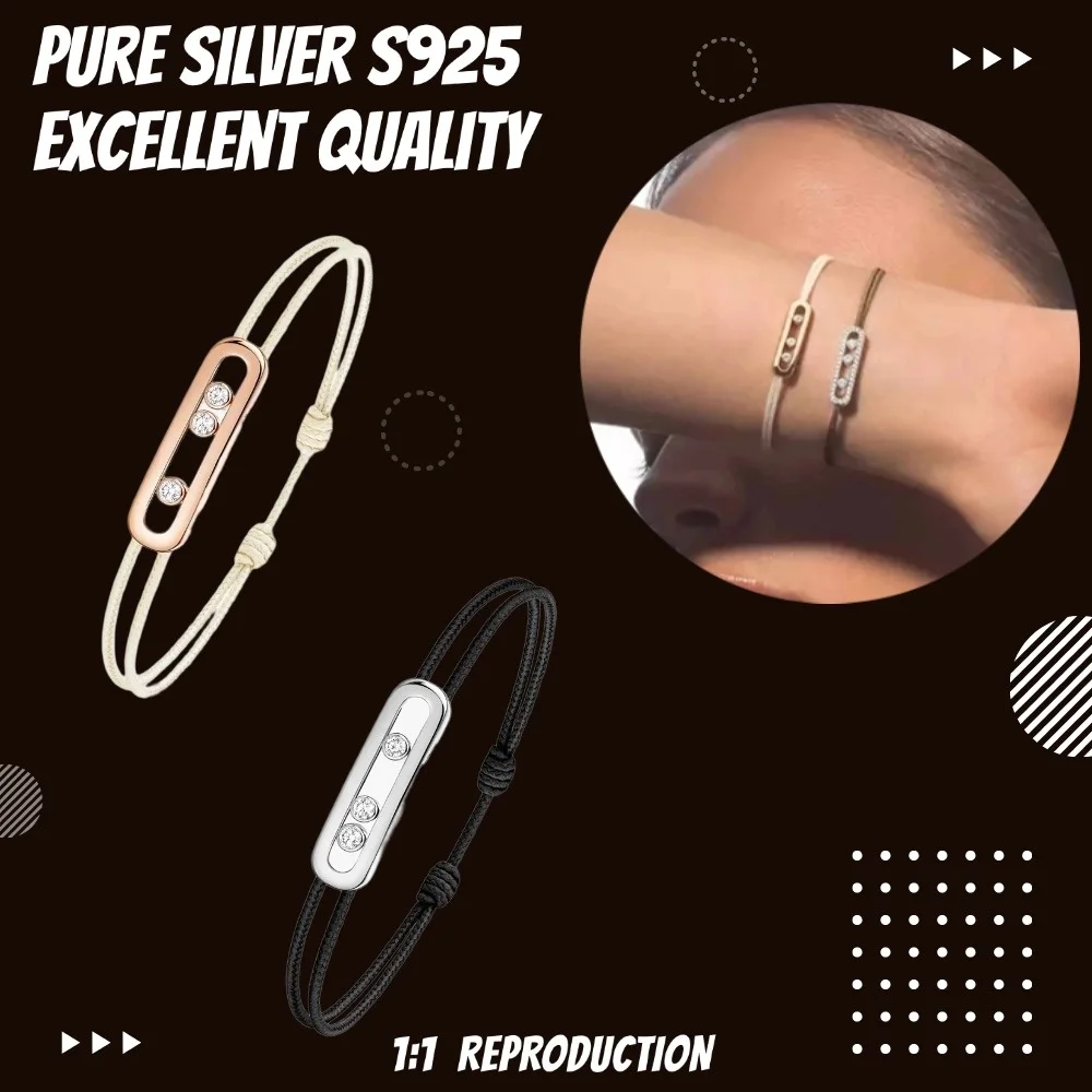 Messik Original  Move Cord Bracelet Sterling Silver 925 Bracelet Luxury Brand Women's Trendy Holiday Engagement Jewelry Gift