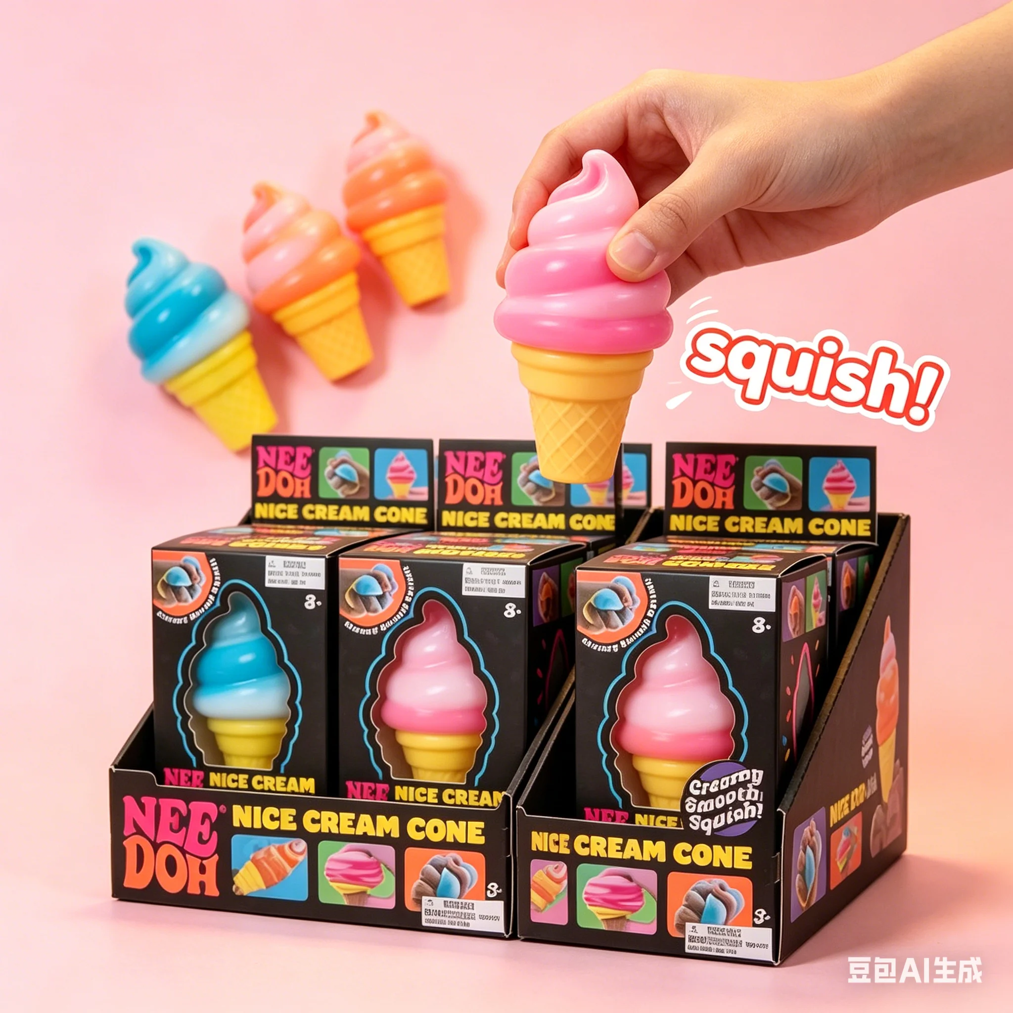 2026 Schylling NeeDoh Juguete Sensorial Antiestrés con Forma de Helado, Cono Sorpresa para Aliviar el Estrés
