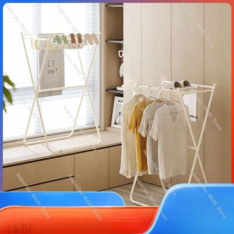 Clothes Drying Rack Folding Floor Standing Laundry Rack Indoor Hanging Rack Small Apartment Storage