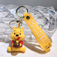 Pooh Bear Keychain Cartoon Winnie the Pooh Cute Doll Keyring Fashion Couple Bag Ornament Key Chain Car Pendant Gift