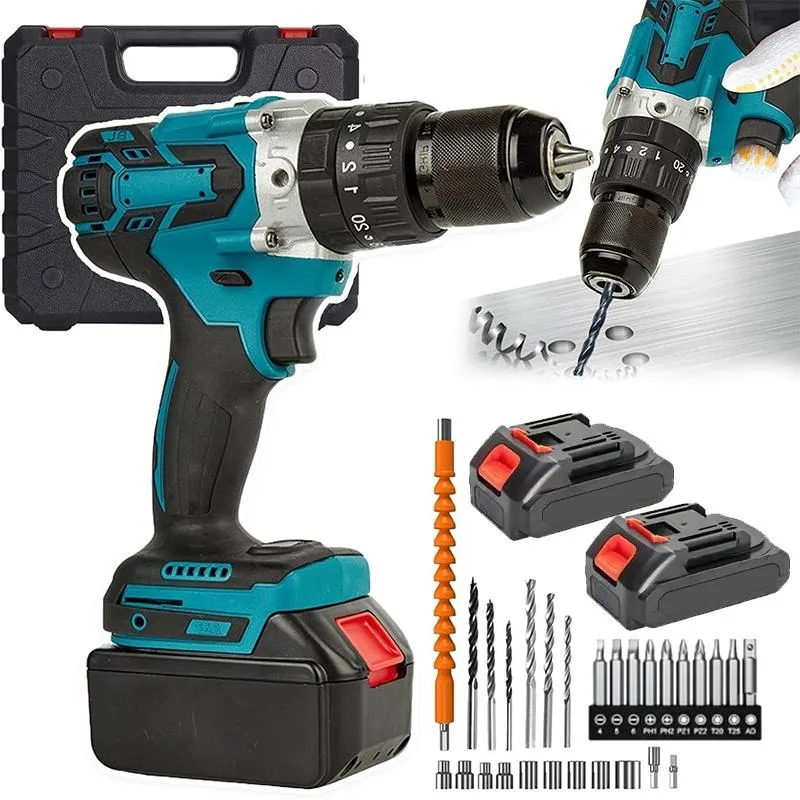 充電式21V多機能電動ハンドドリル - リチウム電池、インパクトピストルドリル、電動ドライバー機能