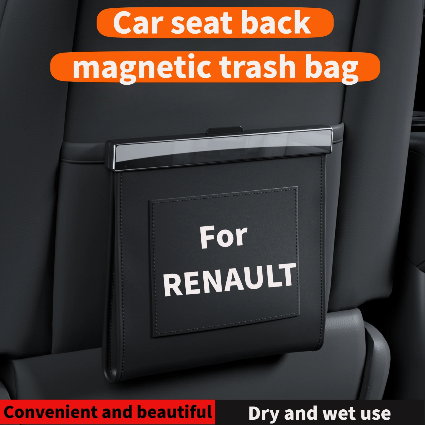 Car seat back magnetic leather trash bag suitable for Renault Clio IV, Mégane IV, Scénic IV, Captur II, Renault Austral, Austral