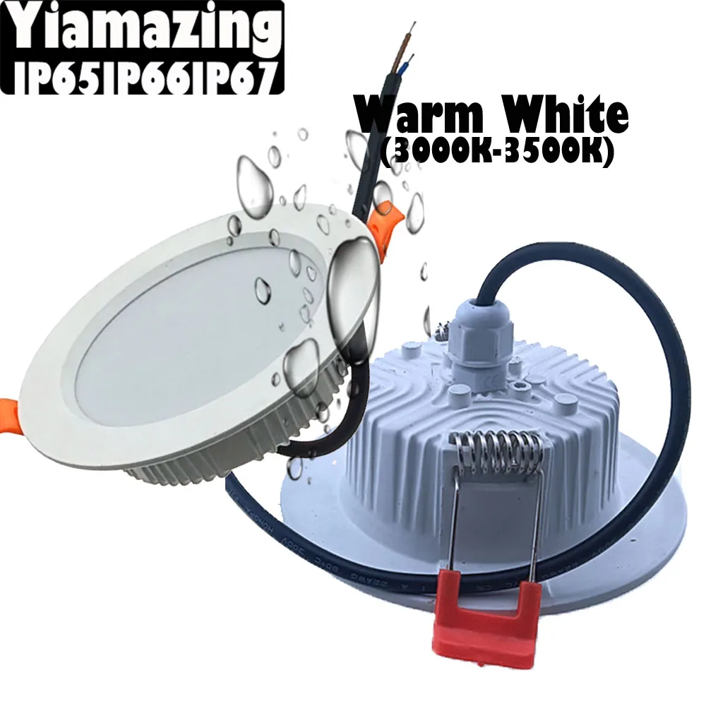 7W 9W 220V IP65 IP66 Warm White Outdoor Waterproof LED Downlight Recessed Kitchen Bathroom Toilet Eaves Ceiling Lamp Spot Light