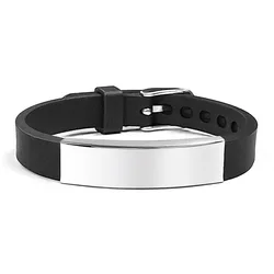 SOS Custom Text Name Phone Number stainless steel Bracelet Children Silicone Id Bracelets For Women Bracelet Men Jewelry