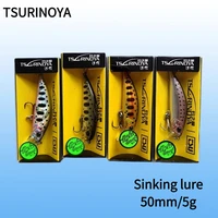 Tsurinoya 4 piezas 50mm 5g cebo Artificial de pececillo que se hunde para pesca de trucha y lubina Wobbler láser duro señuelo de pesca de fundición larga DW63