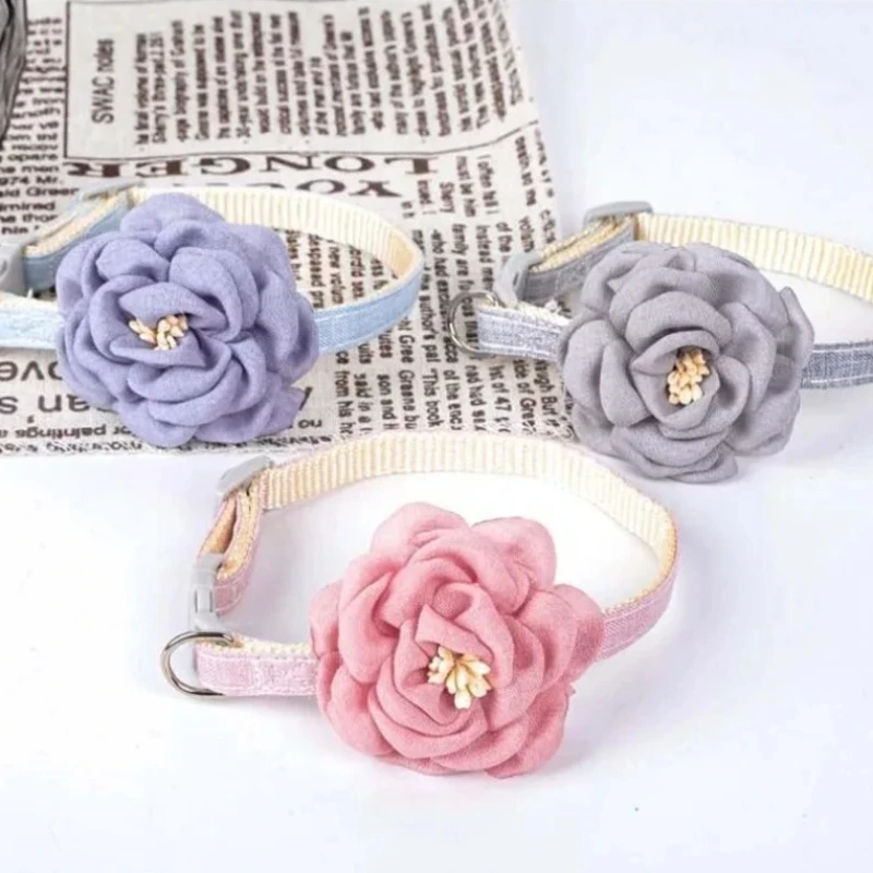 1PC Cat Collar with Cute Flower Adjustable Safety Buckle Cat Collar Necklace Pet Supplies Kitten Small Dog Puppy Pet Accessories