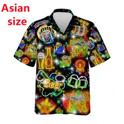 2025 Summer Beer Festival 3d Printed Hawaii Shirt For Men Clothes Beach Aloha Shirts Lapel Short Sleeves Bar Button Male Blouses
