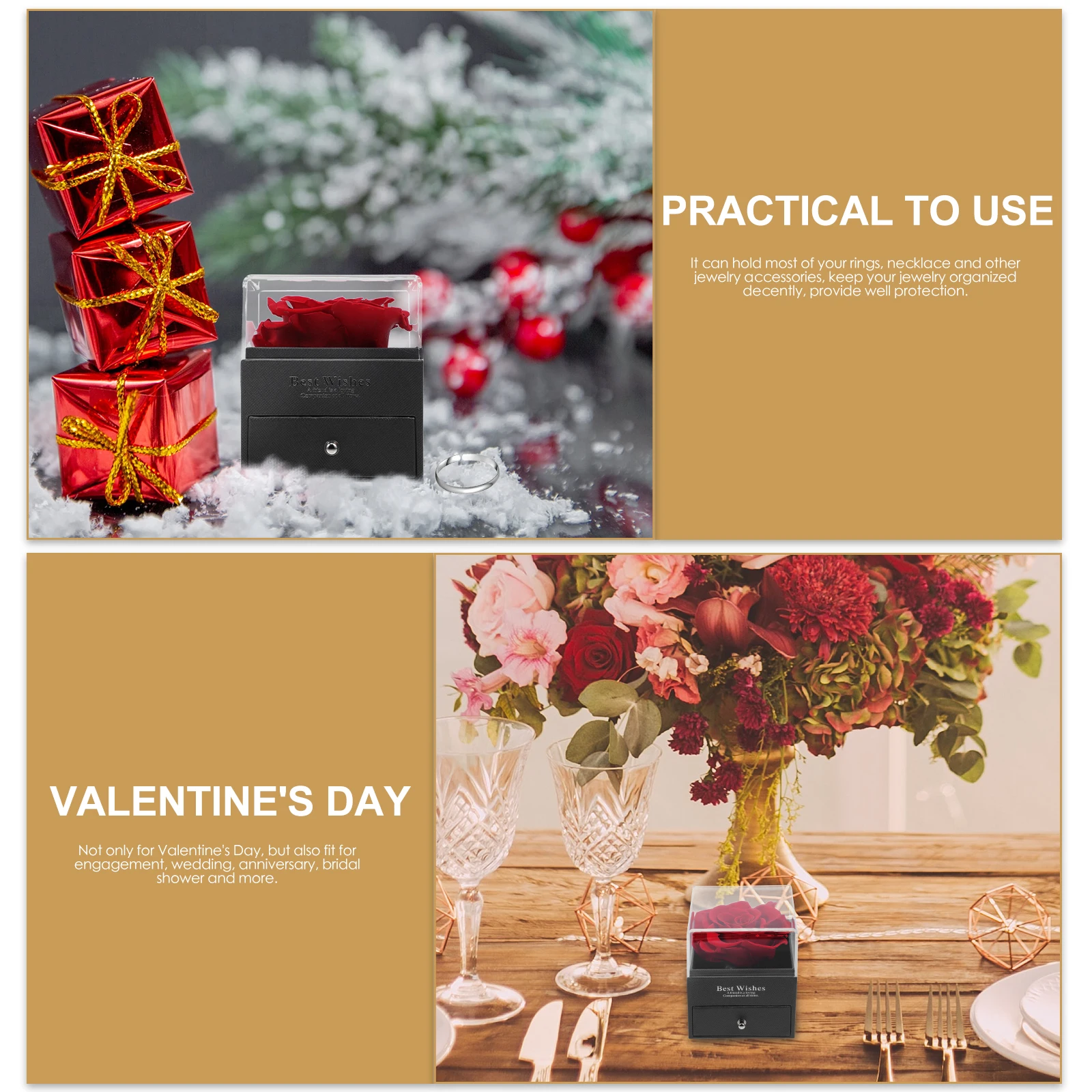 

Jewelry Box Preserved Flower Gift Box Valentine'S Day Wedding Anniversary Portable Compact Lightweight Travel