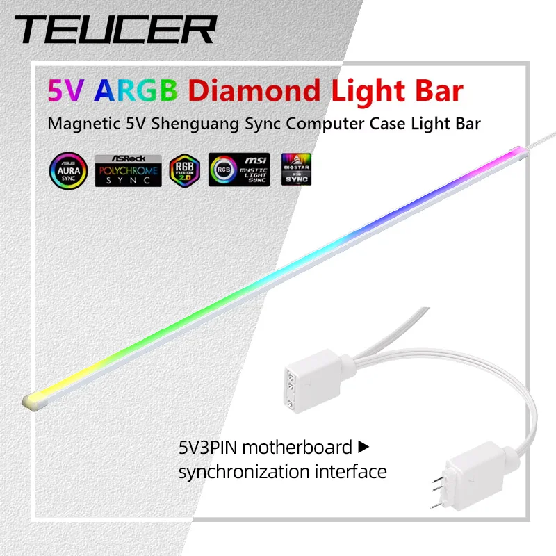 yZ[zTeucer 40 Z`[g_ 5V 3PIN ARGB LED Cgo[ 3 [gSnJtȕ͋C DIY v PC Rs[^P[XV[V