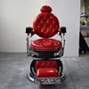Silla de peluquería de estilo antiguo, color rojo y plateado, para salón de peluquería, a la venta 2