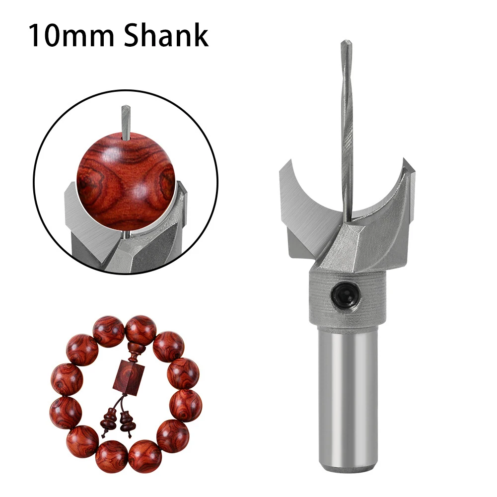 10mm Shank Woodworking Router Bit Durable Buddha Bead Small Hole Ball Cutter Wood Milling Cutter for Wood Bracelet