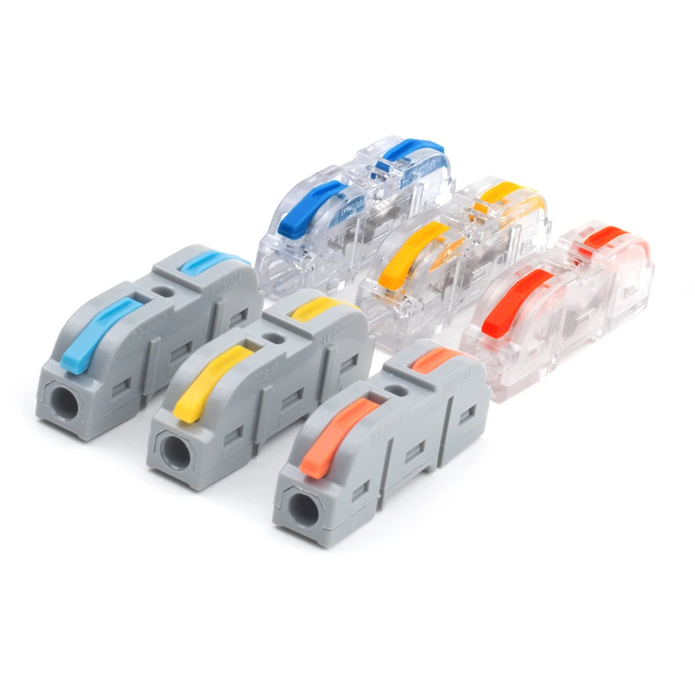 

34/50/100PCS Lever Wire Connector 1 in 1 out Push-in Junction Box Quick Docking Cable Connectors For Fast Connection 28-12 AWG