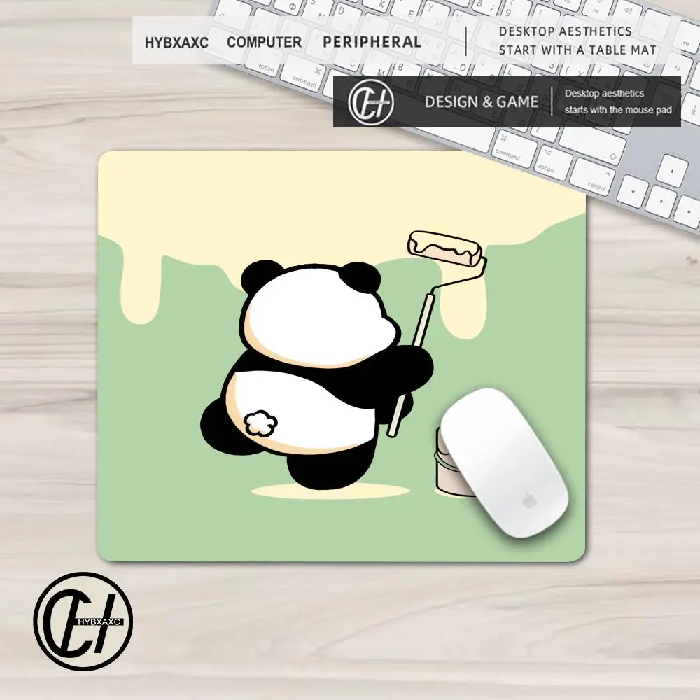 Black And White Panda Gaming Mouse Pad Small Non-Slip Desk Mat with HD Print for PC/Keyboard
