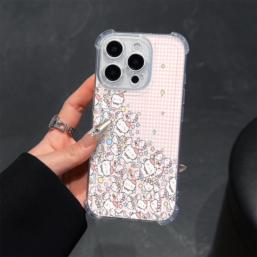 Sanrio funda de teléfono suave para IPhone 14 IPhone 16/15/14/13/12/11/x/xs/xs Max fundas de teléfono móvil para mujer Sanrio KT accesorio de moda