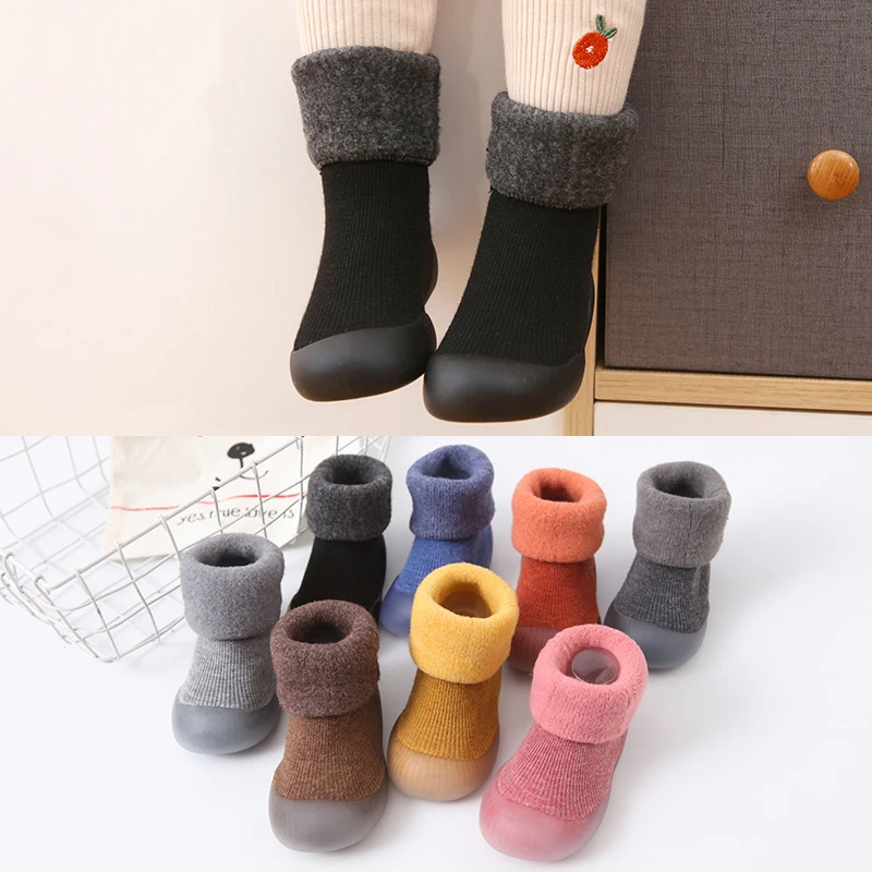 Winter Baby Shoes 0-3 Yrars Colorful Newborn First Walkers Sheepskin Thicken Toddler Shoes Stockings Soft Soled Kids Keep Warm