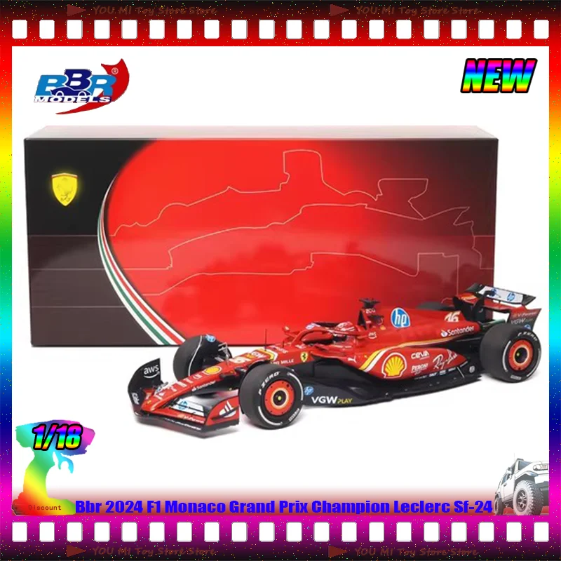 

New Stock Bbr 1:18 2024 F1 Monaco Grand Prix Champion Leclerc Sf-24 Simulation Resin Model Custom Collection Toys Gifts Ornament