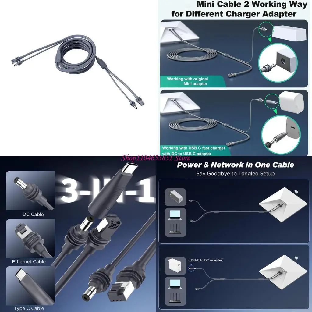 Double Function Ethernet Connection Cable And Power Supply 16Ft Length Heavy Duty For Marine Use 