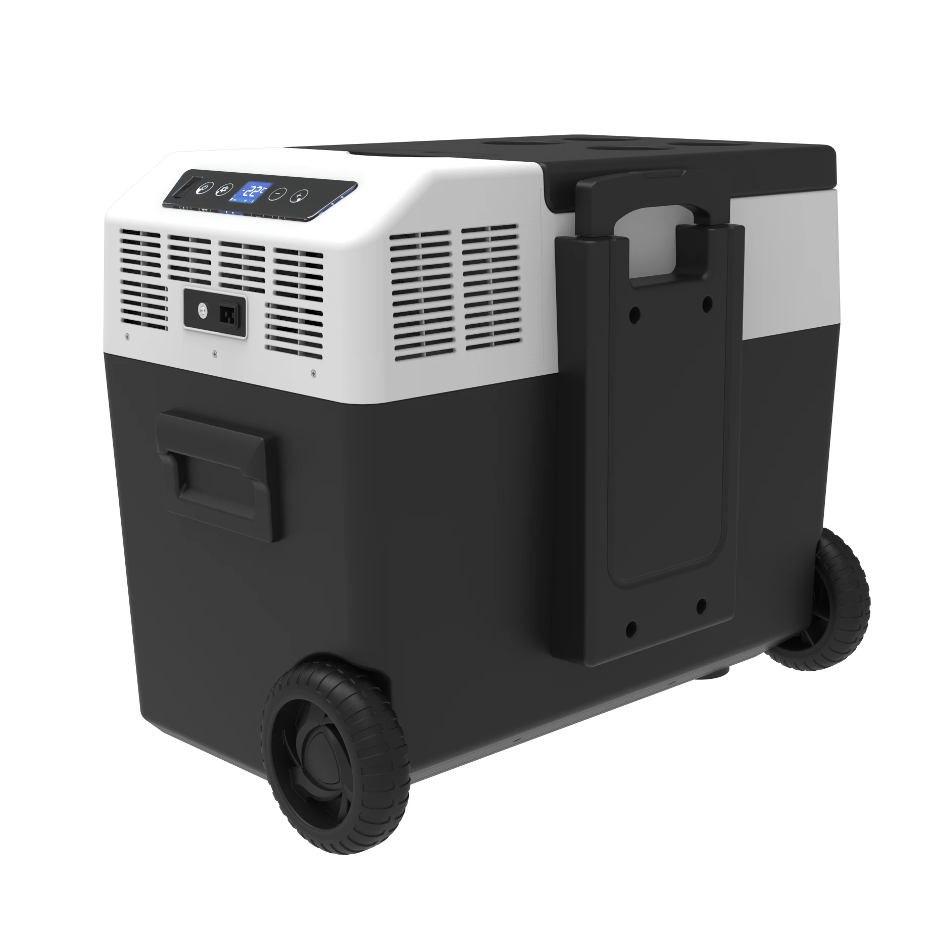 50L Car Refrigerator with Battery Wheels Pull Rod High Capacity Fast Cooling Portable Fridge Freezer for Outdoor RV Camping