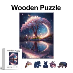 Trees and Reflections Wooden Jigsaw Puzzles, Animal Shaped Pieces Stress Relief Toys, Birthday Gifts Family Games, Home Decor