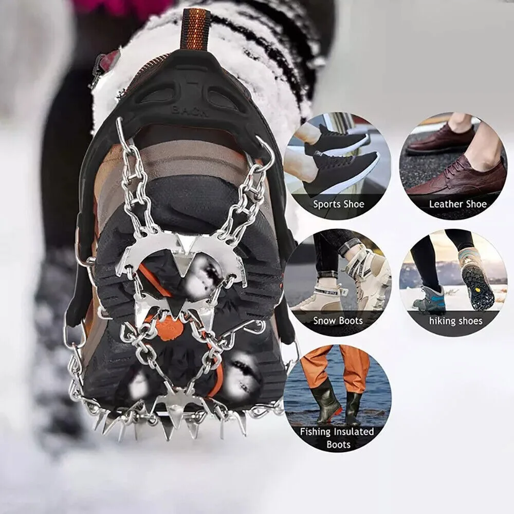 10-Teeth Hikin Cleats Grippers Mountaineering Crampons Ice Shoes Spike Climbing Grip Boots Chain