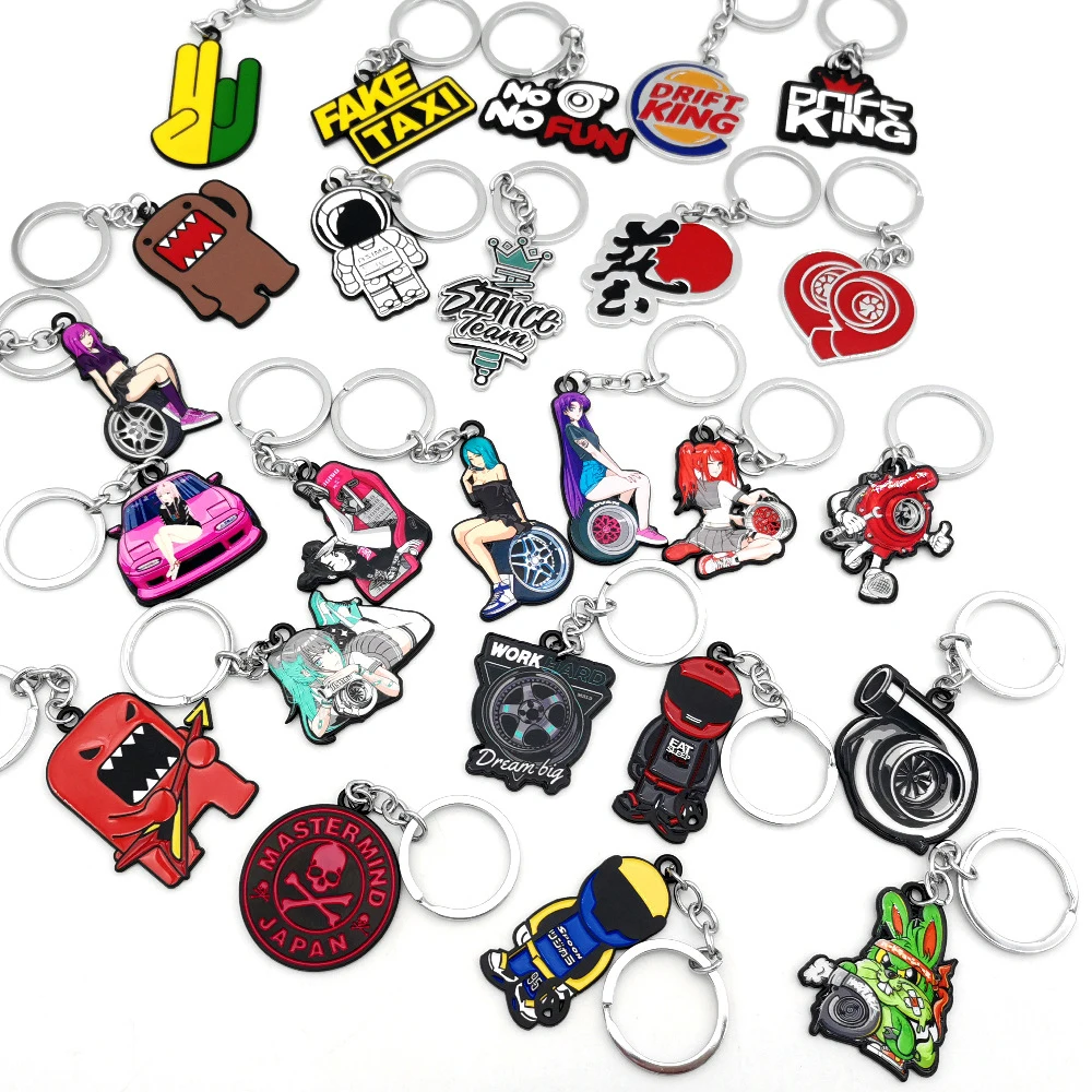 JDM Style Key Chain Sexy Girl 3D Metalkey Keychain Holder Car Motorcycle Key Ring Fake Taxi Keychian Drift King Auto Accessories