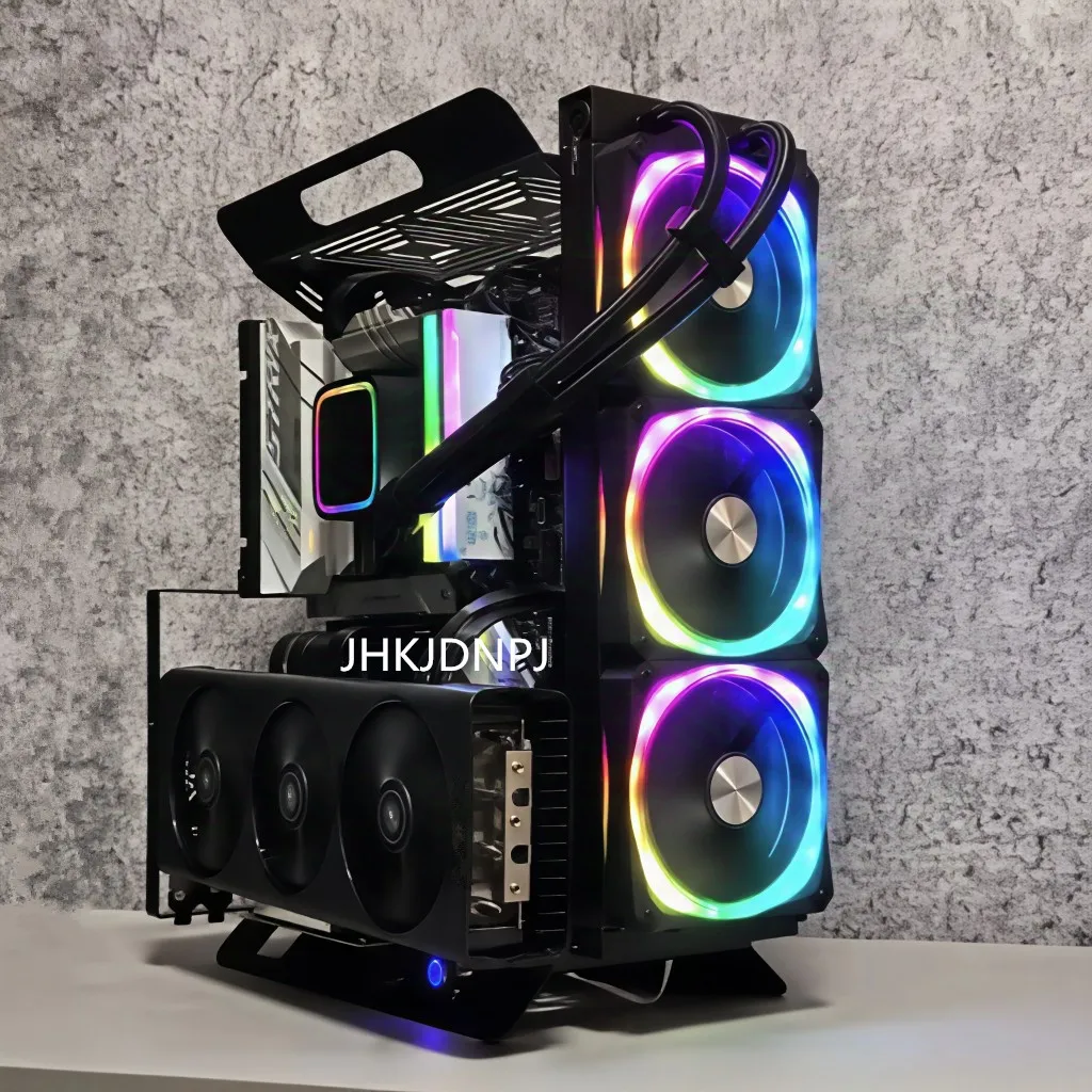 X8 ATX Open Frame Case 240/360 Water Cooling Air Cooling ATX Rack Vertical GPU Mounting Computer