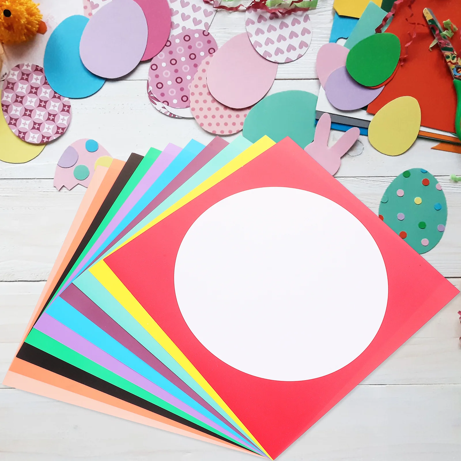 10 個の外側正方形内側円形カードストック厚みのある白紙絵画描画ライティング DIY アートプロジェクトクラフト用品