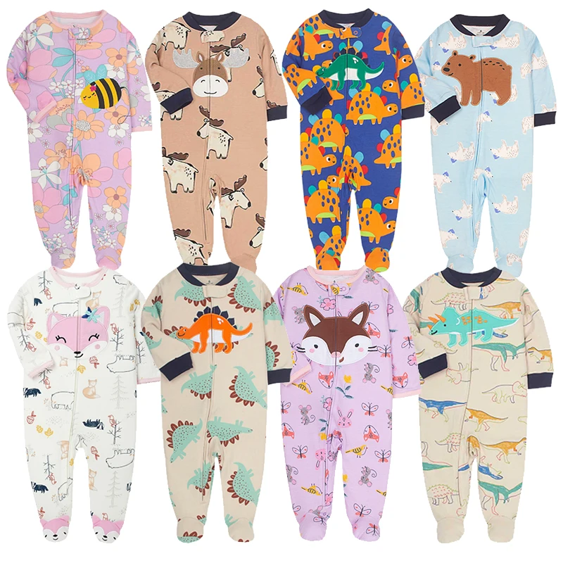 2024 Baby Clothes Zipper Cotton Cover All Newborn Boys Jumpsuit New Born Bebe Items Girls Outfit 0-12m Dinosaur Rompers Lion Fox