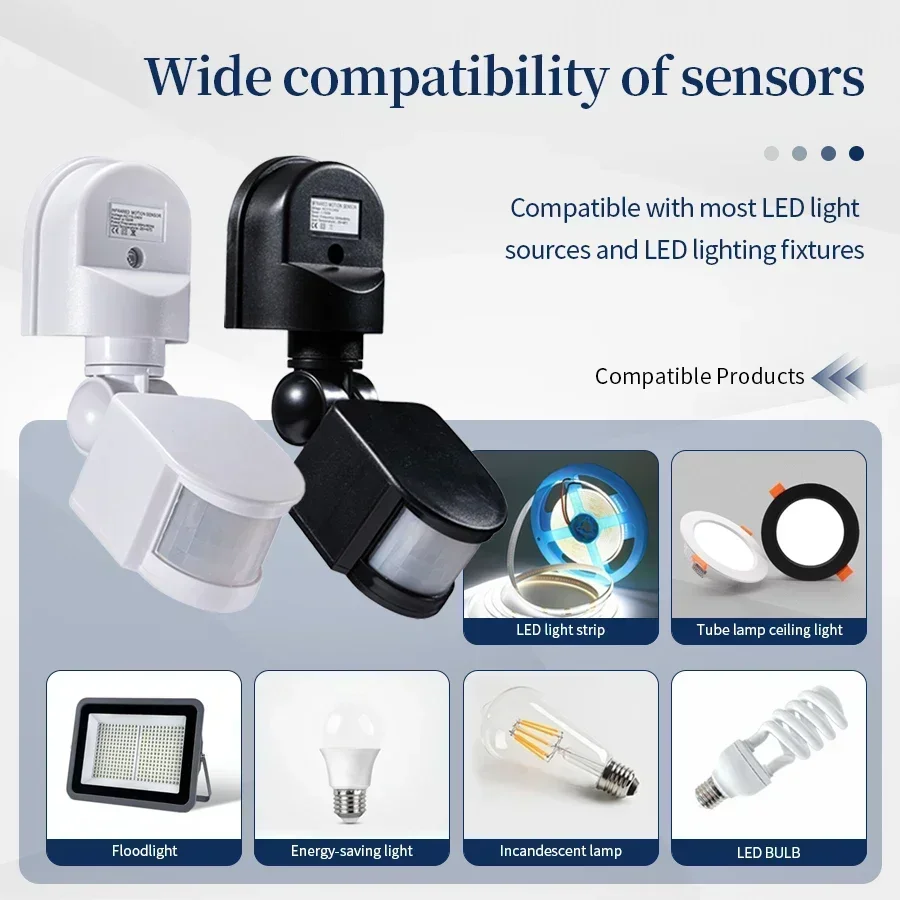 AC 110-240V DC12V PIR Motion Sensor Automatic Human Body Movement Detector Infrared Induction Light Sensor LED Lamp Bulb Switch