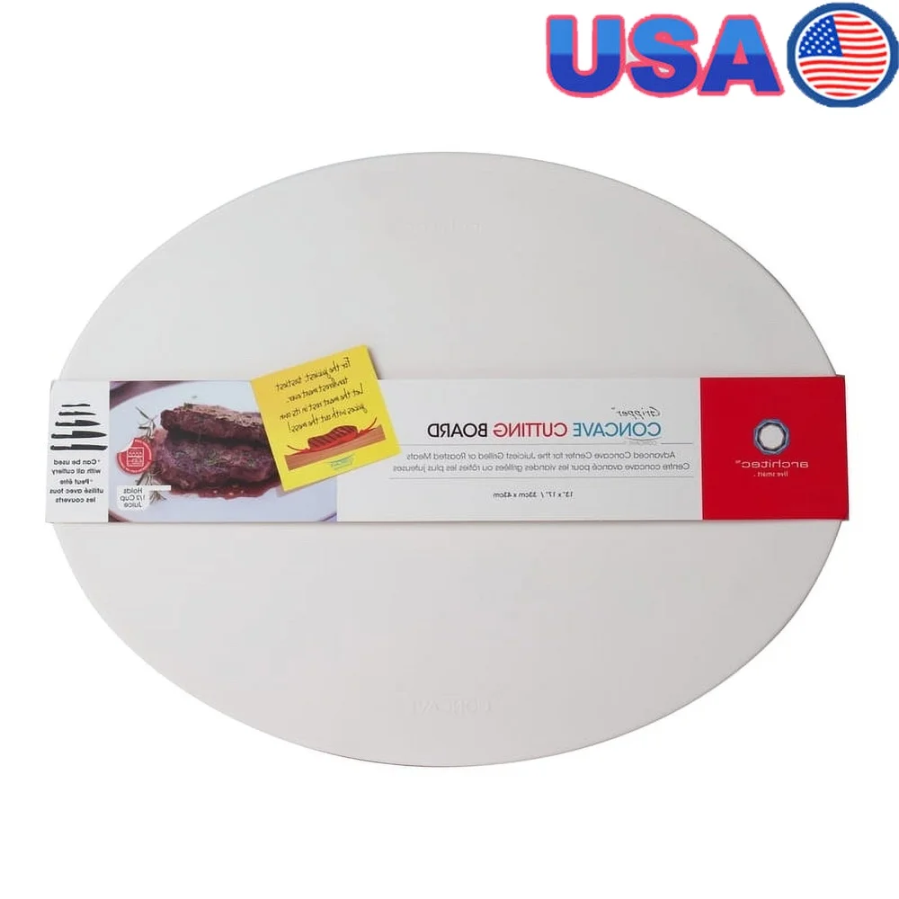 Tabla de tallado cóncava de polipropileno con pinza, Base antideslizante, ranuras para jugo, Ideal corte de carne húmeda, apto para lavavajillas, 17x13