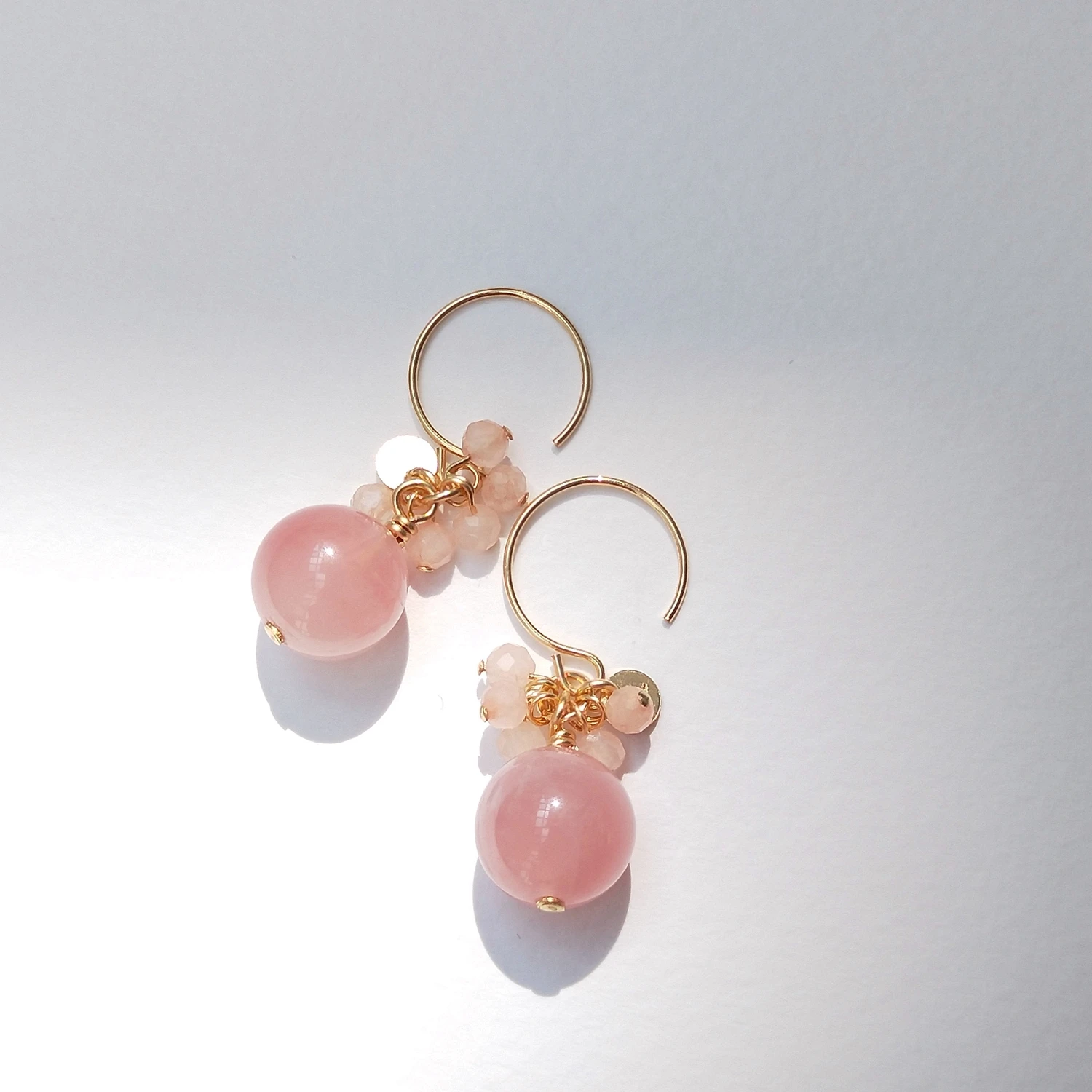 Lii Ji Natural Madagascar Rose Quartz American 14K Gold Filled Earrings Real Gemstone Handmade Jewelry For Women Girl Gift