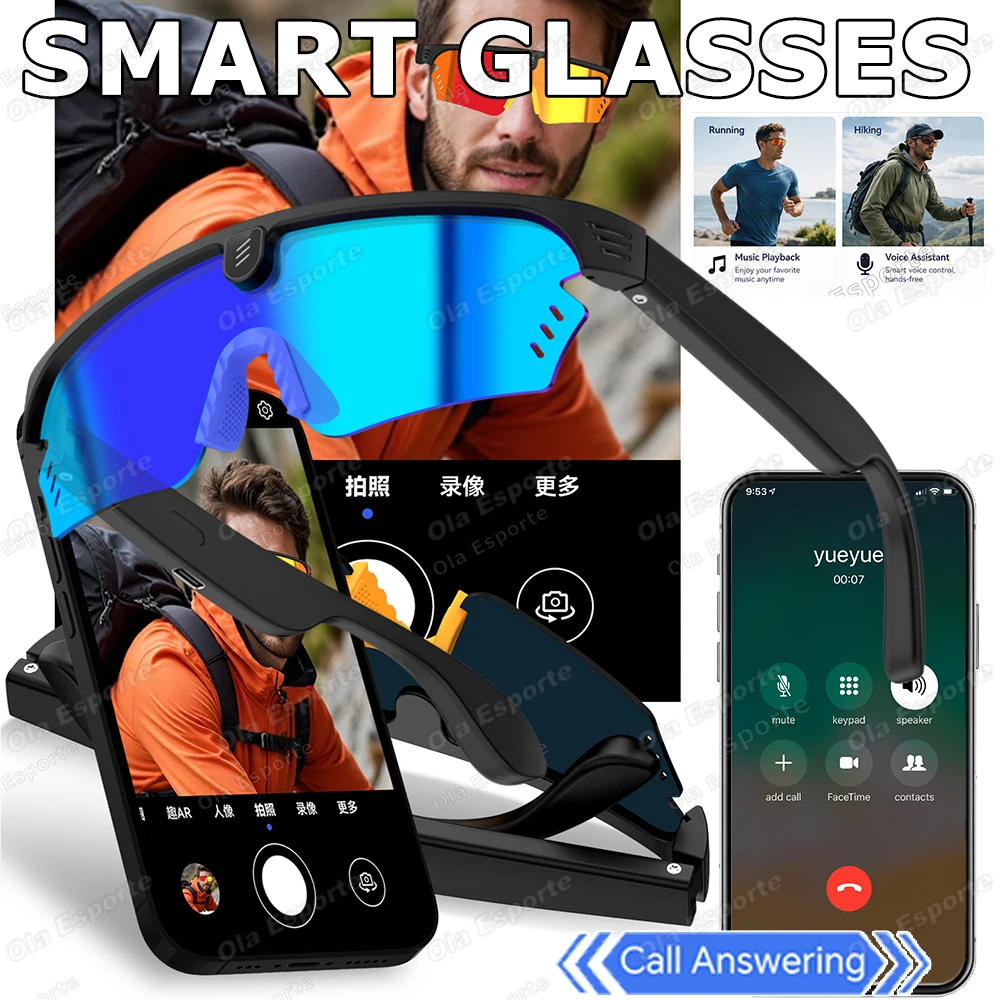 Intelligent Riding Glasses Bluetooth Call Music Playing Voice Assistant Remote Photo Capture Outdoor Cycling Smart Glasses Q01