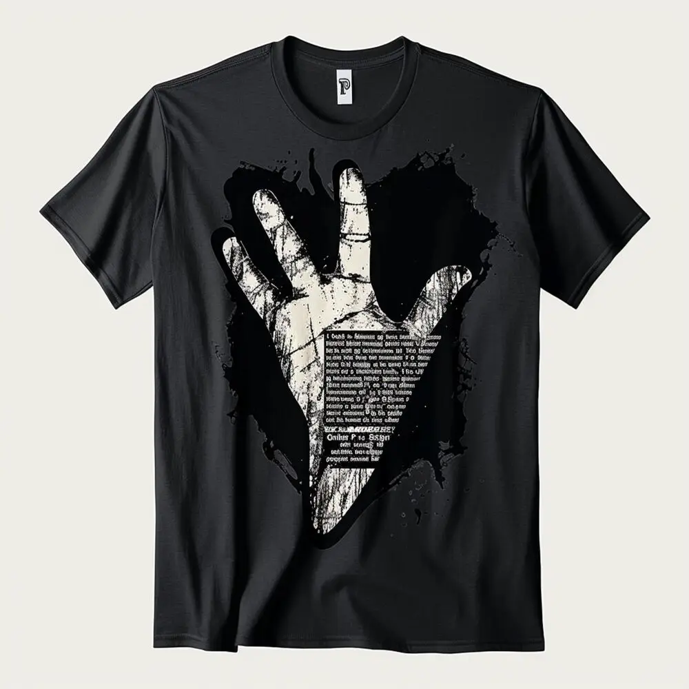 Hand Gesture Guitar Pick Black TShirt Stand out in style with this unique design