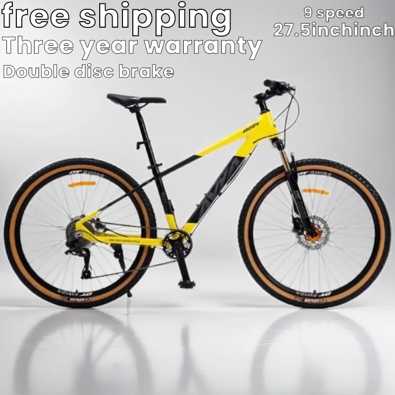 

27.5inch Aluminum alloy frame Mountain bike 9speed Front rear mechanical disc brakes off-road Bicycle aldult Men women student