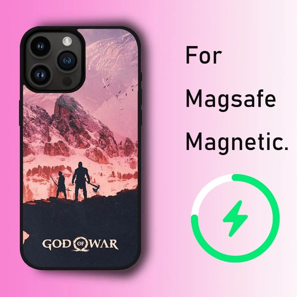 Game God of War Phone Case For iPhone 11 12 13 14 15 Max Plus Pro Wireless Magnetic Magsafe Charging Shell