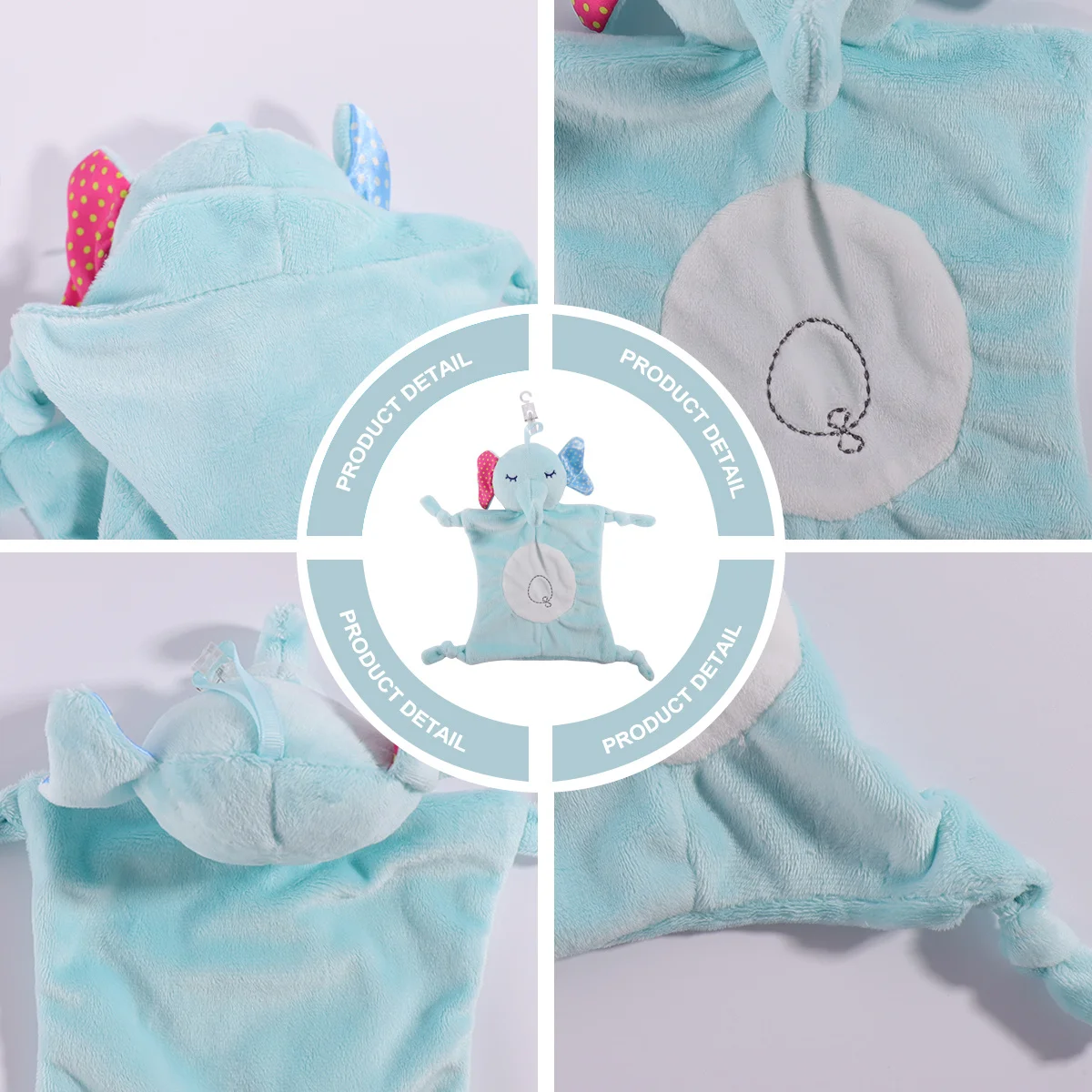 منشفة مهدئة للطفل 30 سم نمط الفيل لينة PP القطن آمنة دائم سهلة التنظيف تعزز التنمية الحسية مريحة