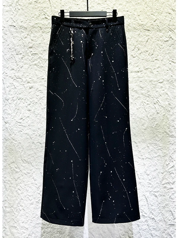 

Casual Loose Men's Straight Leg Pants Gold Stamp Decoration Faionable Versatile Bla Leisure Trousers Personali Chain De...