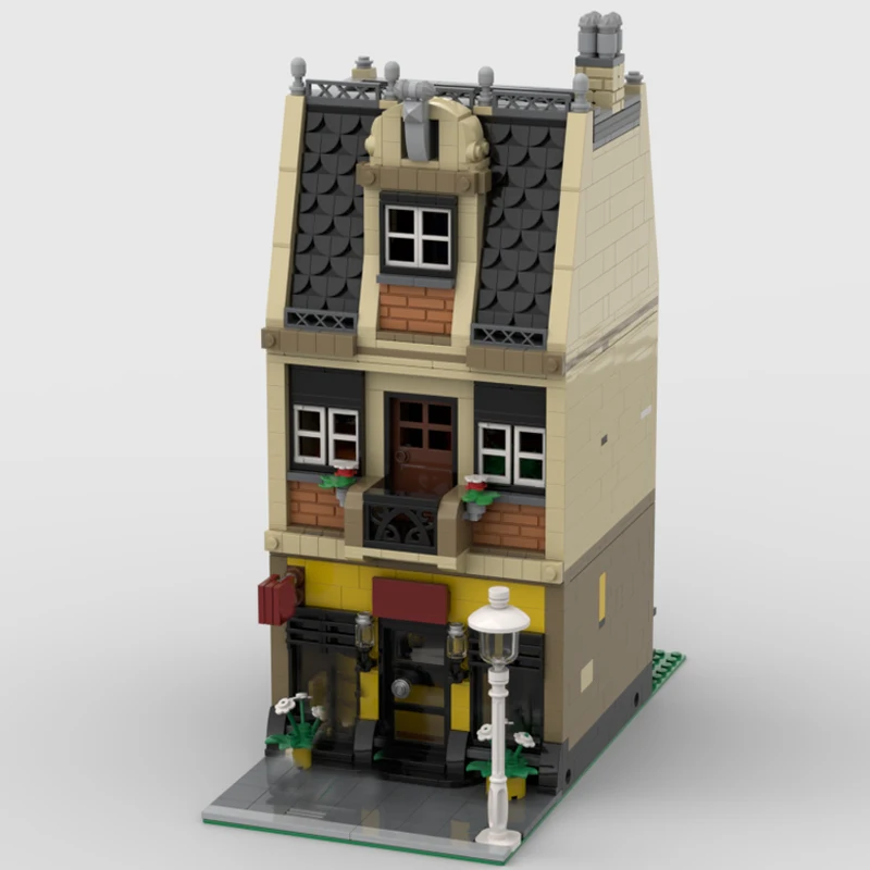 1542 Uds. Casa de Caracol Modular Moc con vista a la calle de ciudad, modelo de construcción DIY, ideas creativas, juguete para niños, bloques de regalo de cumpleaños