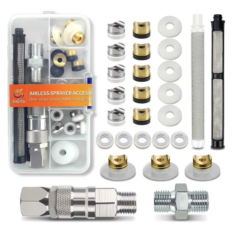 Airless Sprayer Hose Swivel Joint with Universal Reversible Tip Gaskets and Airless Spray Gun Filters