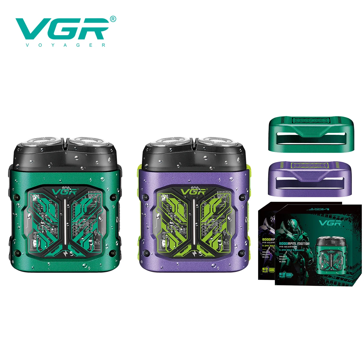 VGR New Metal Mech Wind Shaver Professional Grade Beard Whitening Device Convenient Home Shaver LED Digital Hair Trimmer V-344