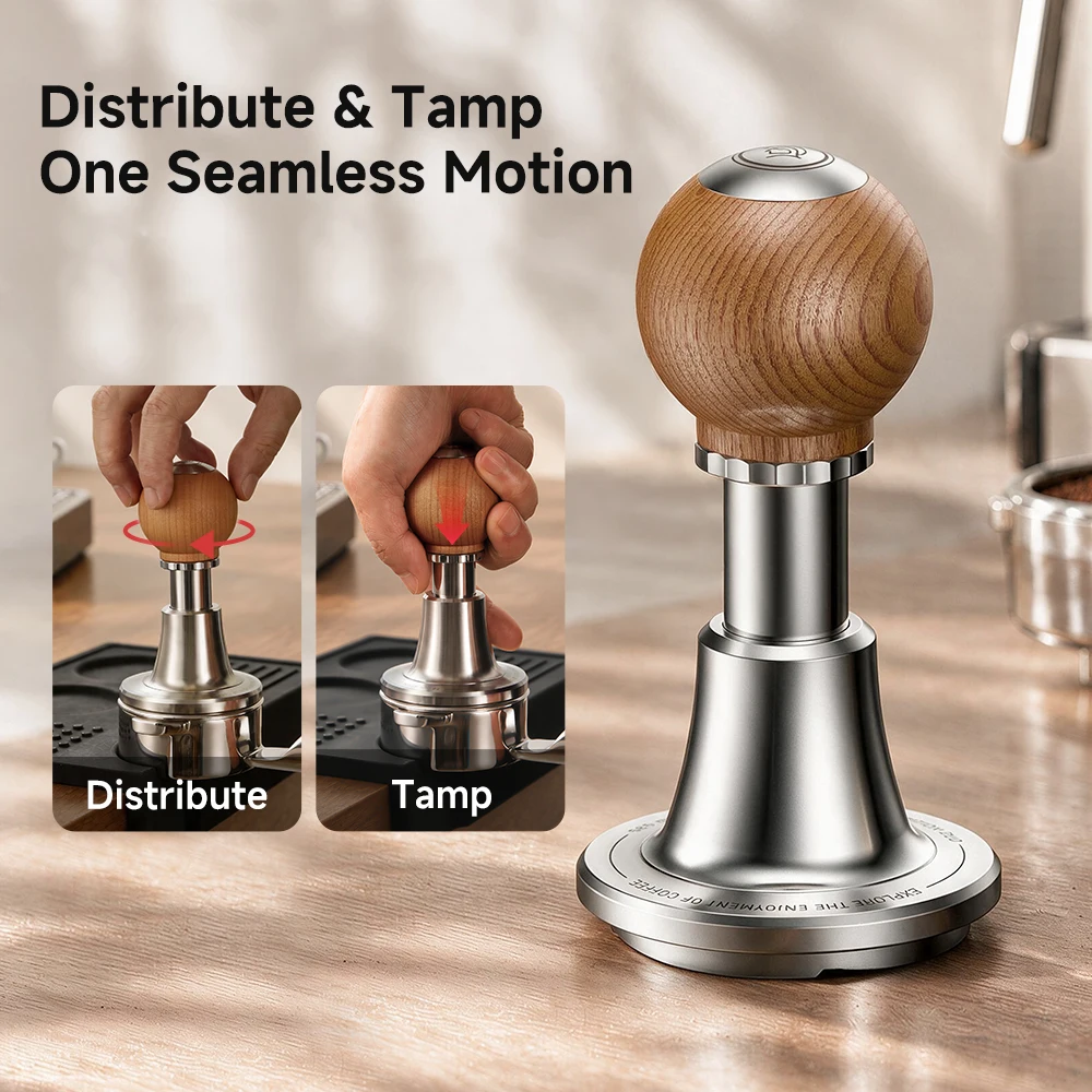 zeroHero Espresso Tamper 30 lb 2-in-1 Distributor & Tamper 4-Blade 3-Spring Calibrated 58.5mm for 58mm Portafilter Barista Tools