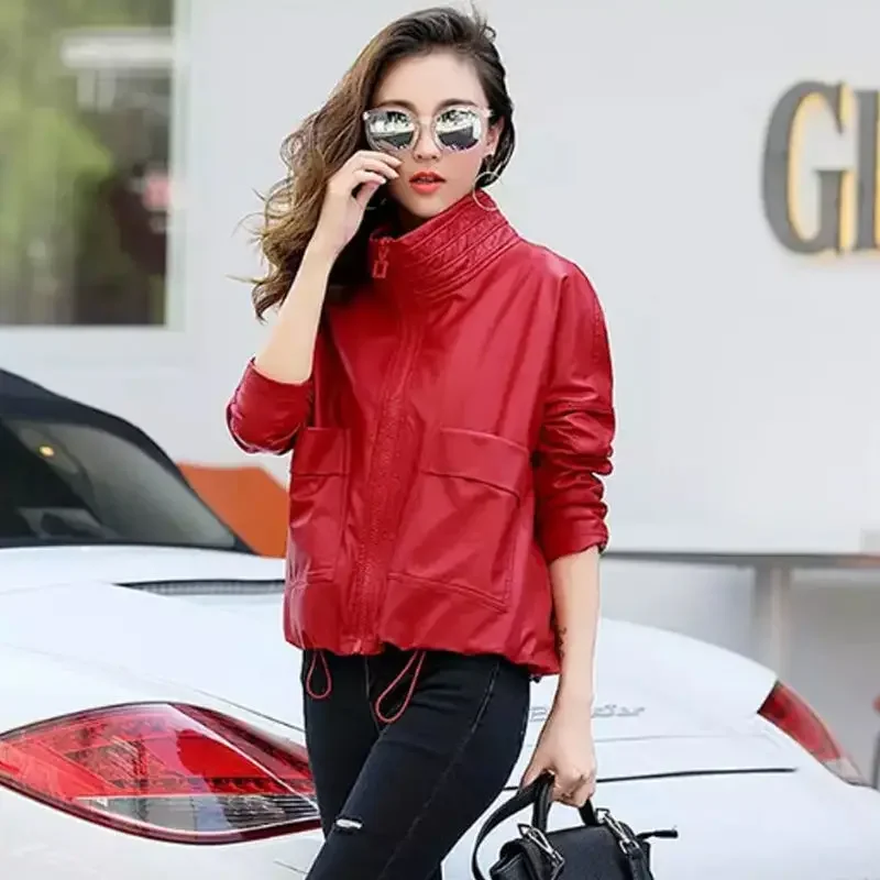 Women's Leather Jacket Short 2020 Spring And Autumn New Loose Women's Motorcycle Leather Jacket Female Coat Large Size Clothing