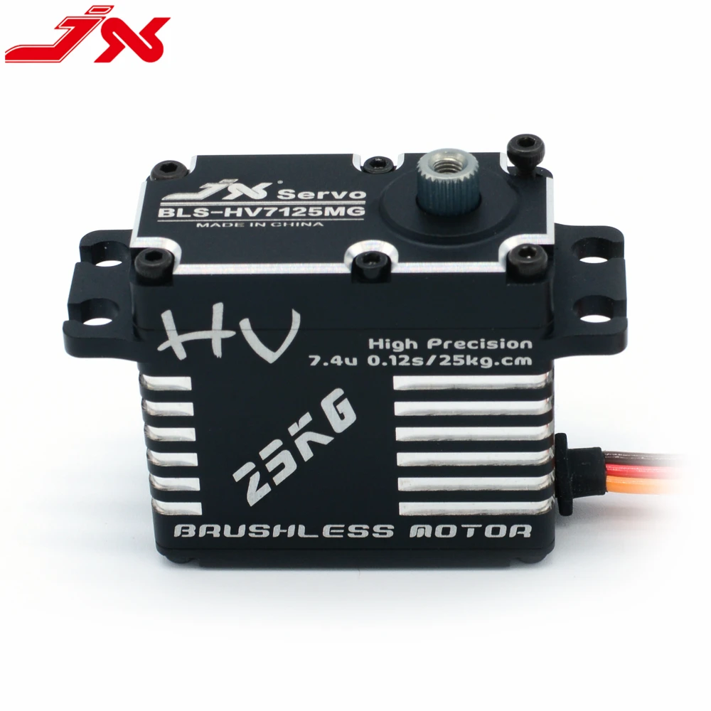 

JX BLS-HV7125MG 71g 25kg.cm@7.4V High Voltage Steel Gear Full CNC Aluminium Shell Structure Digital Brushless Servo for RC Cars